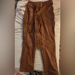 Caramel brown shinestar faux leather pants size small